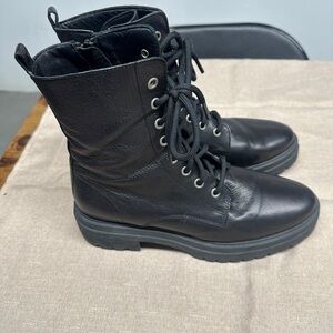 BA&SH  Black Leather Combat Boots